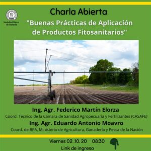 Lee más sobre el artículo Charla Abierta: Buenas Prácticas de Aplicación de Fitosanitarios-Ing. ELORZA y MOAVRO