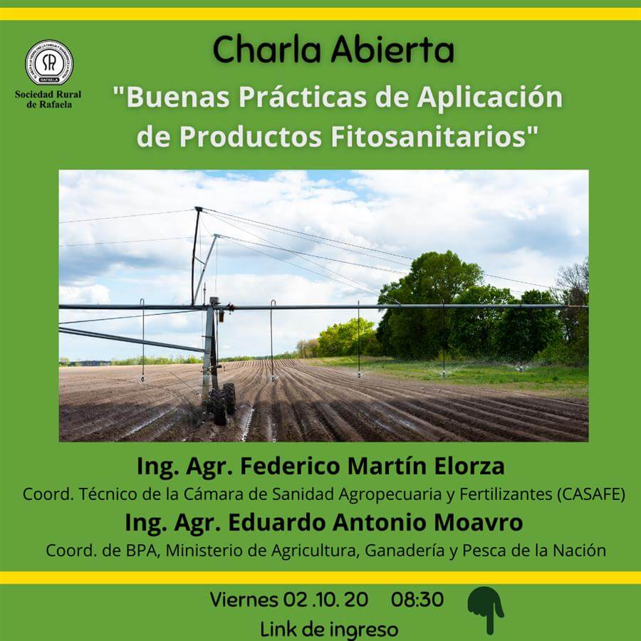 En este momento estás viendo Charla Abierta: Buenas Prácticas de Aplicación de Fitosanitarios-Ing. ELORZA y MOAVRO